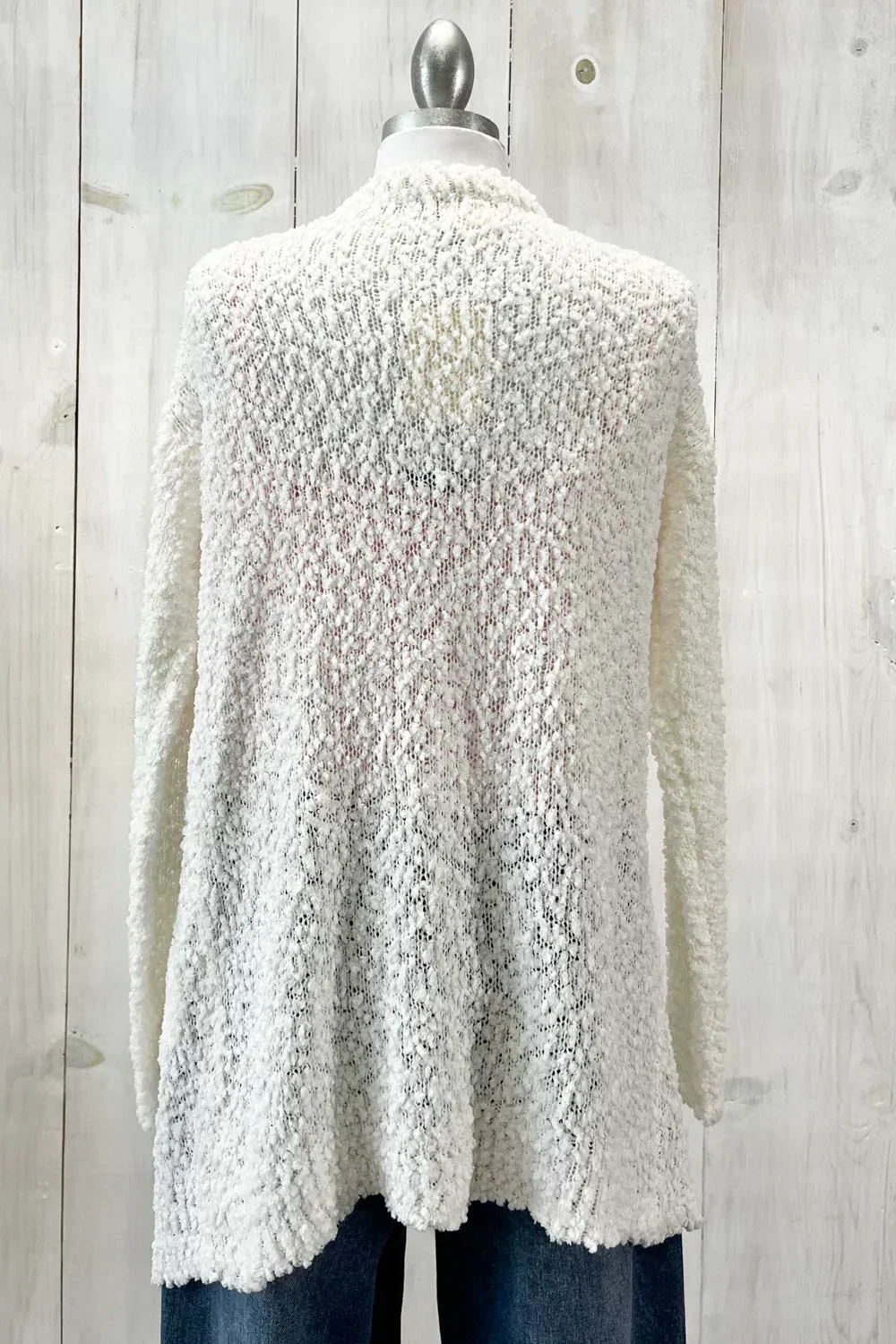 Plus Size Long Sleeve Popcorn Pattern Lightweight Open Cardigan