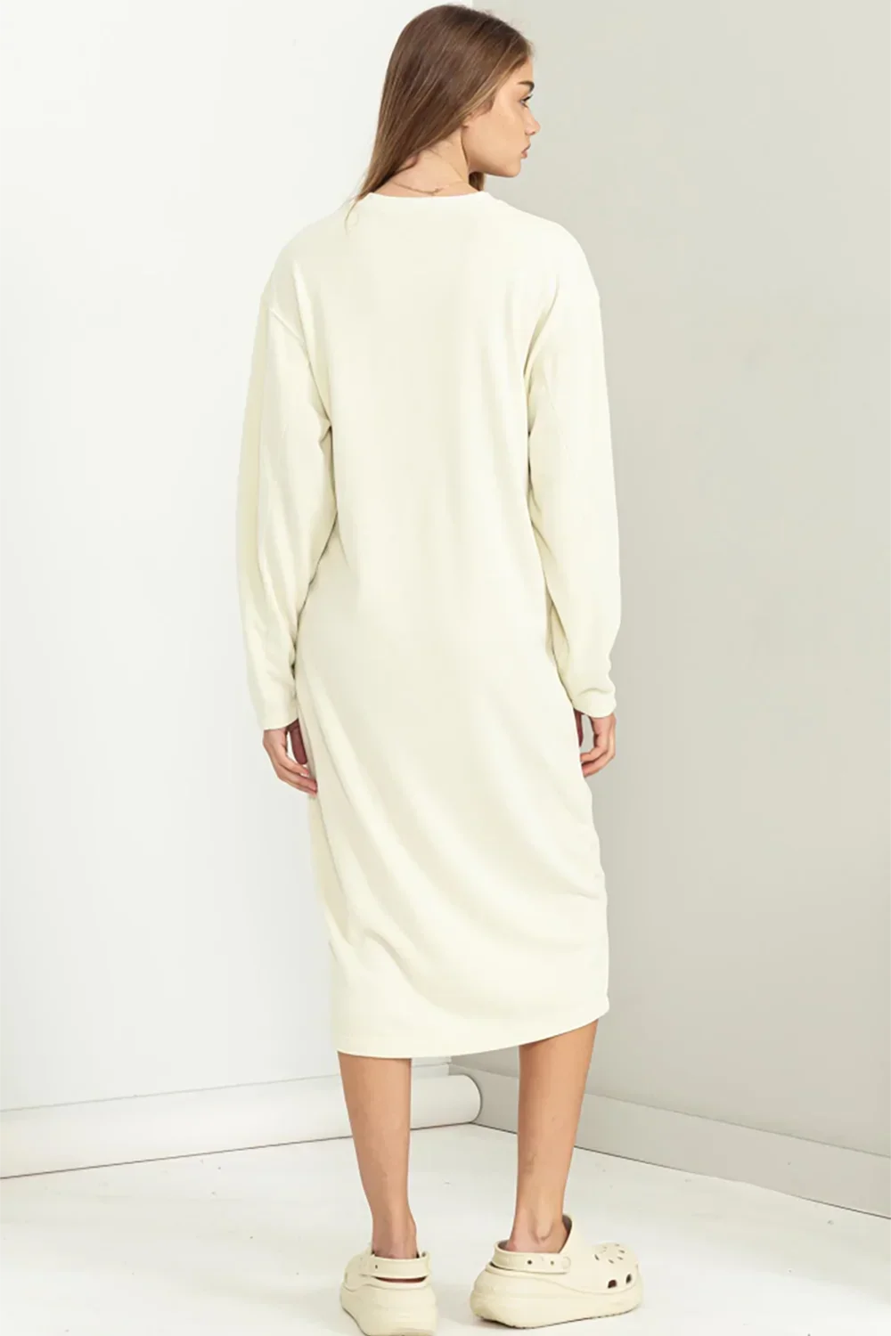 Oversized Midi Sweatshirt Dress Long Sleeve Casual Comfort Dress