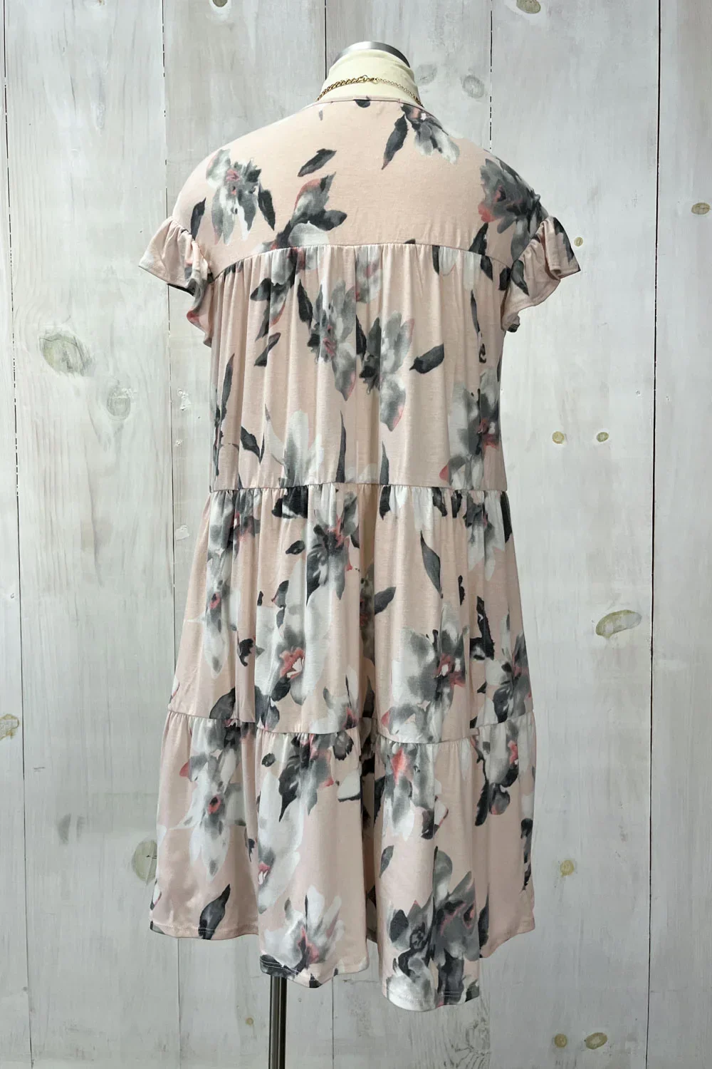 Plus Size Short Sleeve Tiered Ruffle Floral Babydoll Mini Dress