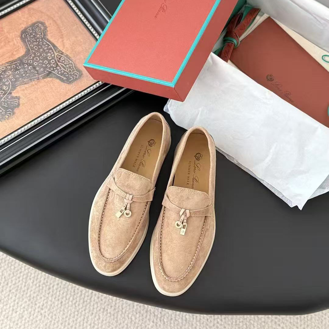Loro Piana  Loafers for Women Suede Leather Slip-on Lady Shoes