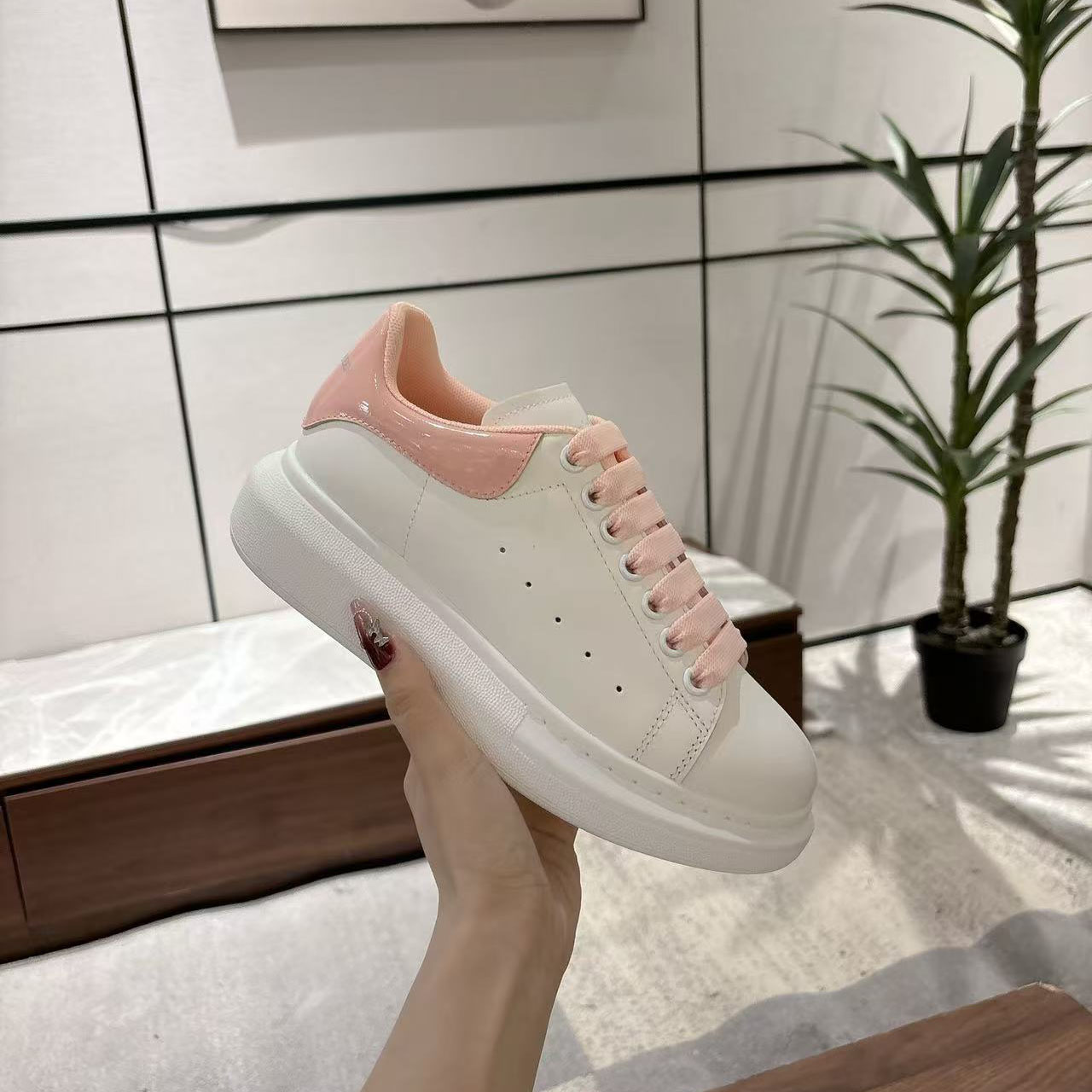Alexander McQueen Oversized Sneakers - White with Light Blue Accent | Men's/Women's Platform Shoes