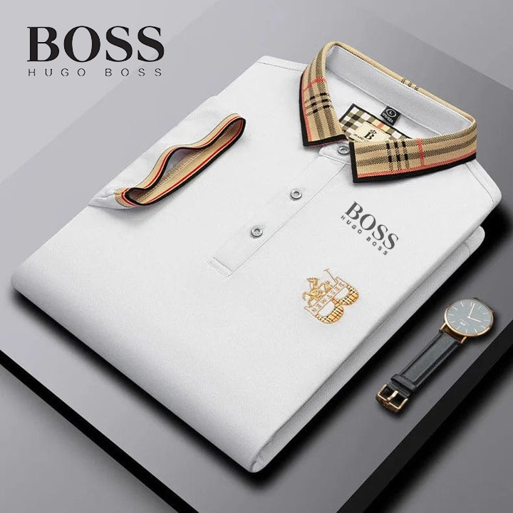 Men's summer embroidered short-sleeved POLO shirt