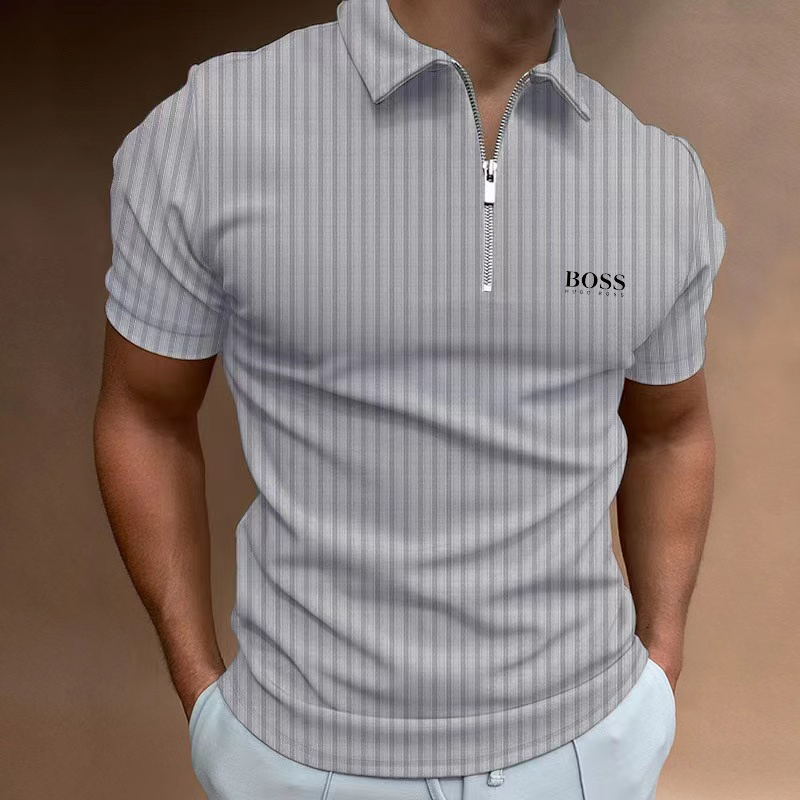 Men's pure cotton casual short-sleeved polo shirt