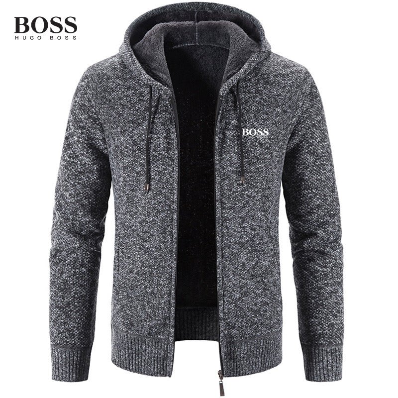 MEN’S ZIP UP HOODED COTTON SWEATER COAT