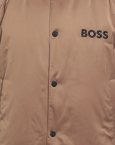 Beige Bomber Jacket with Ribbed Trim