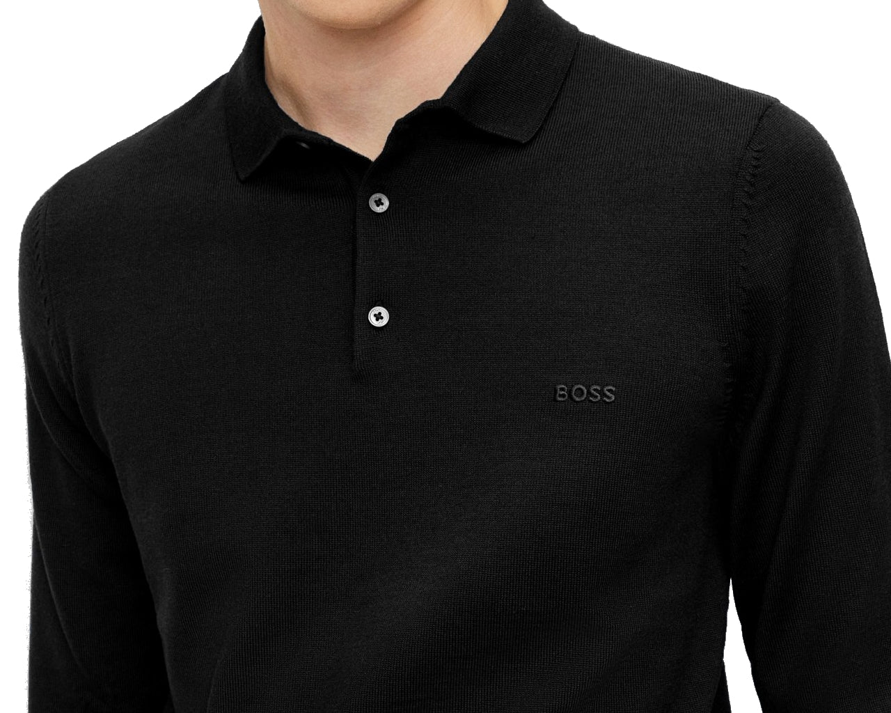 Bono L 50476357 Virgin Wool Polo Shirt Black
