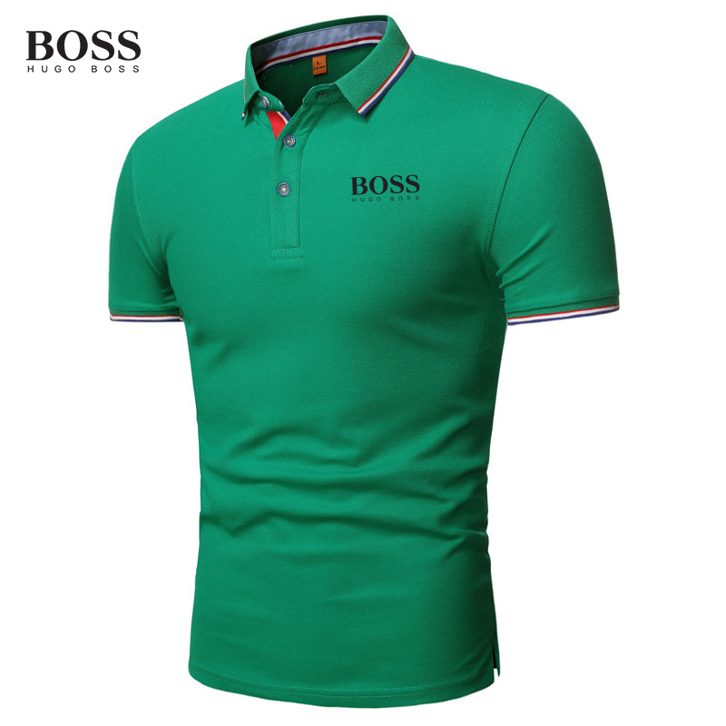 Shirt Men Button Stand Collar Short Sleeve Polo Shirts