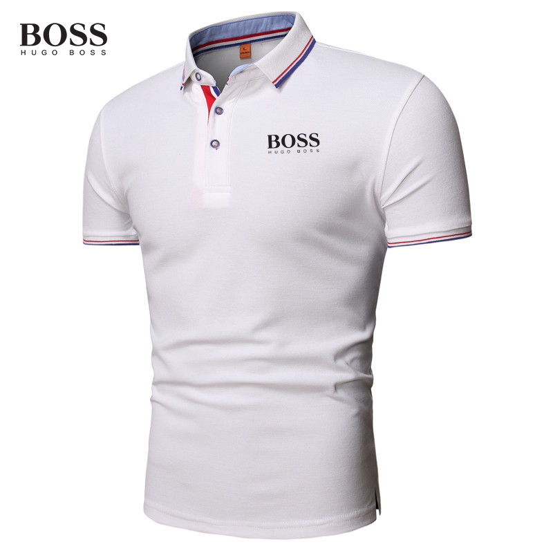 Shirt Men Button Stand Collar Short Sleeve Polo Shirts