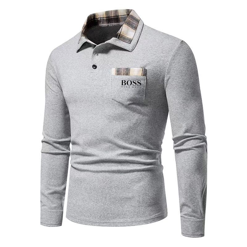 Men's Casual Long Sleeve Polo Shirt