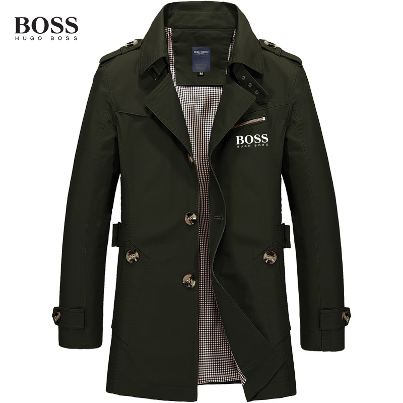 Men's Classic Trench Coat with Pocket