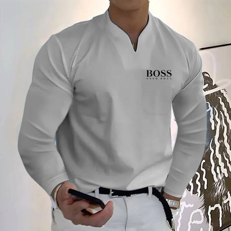Men's casual long-sleeved handsome top