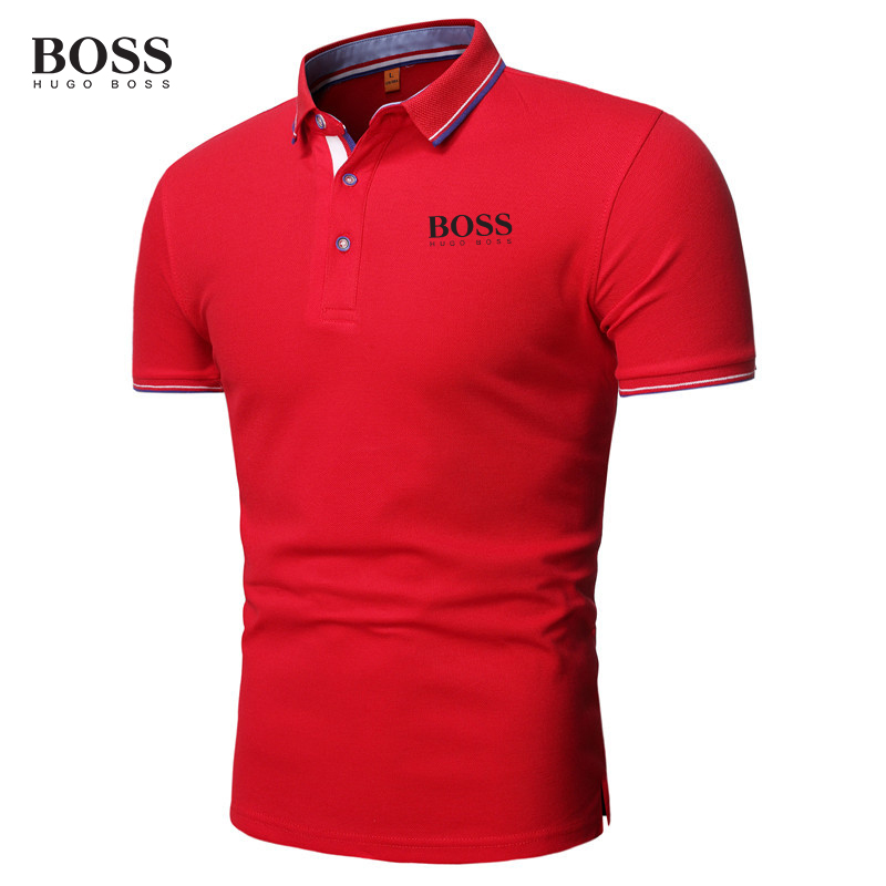 Shirt Men Button Stand Collar Short Sleeve Polo Shirts