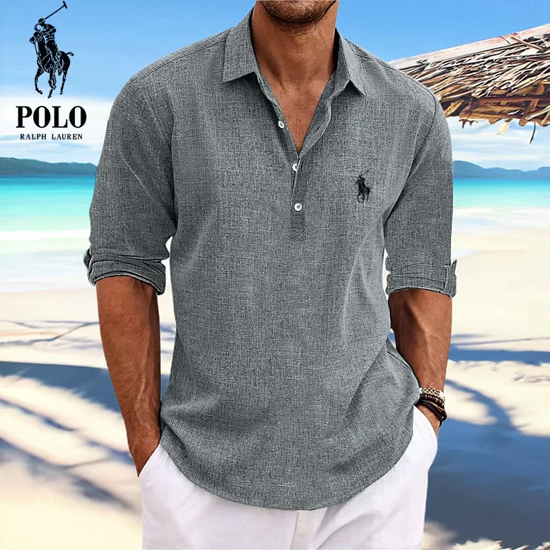 Ralph Lauren™ Men's Lapel Beach Long Sleeve Shirt