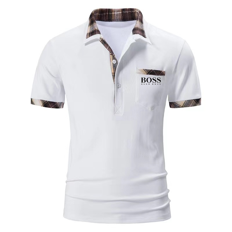 Men's Casual Check Short Sleeve Polo