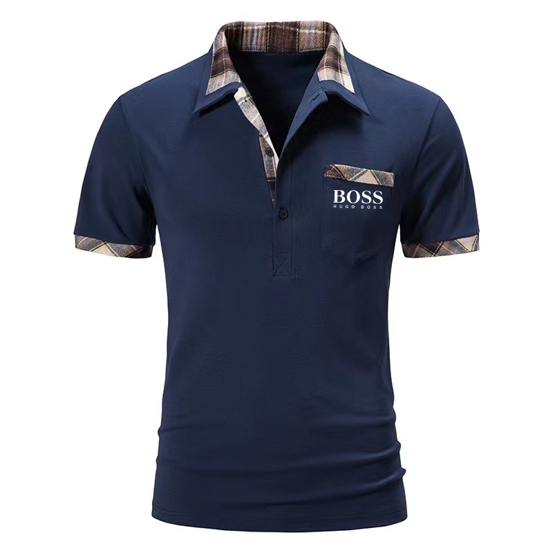 Men's Casual Check Short Sleeve Polo
