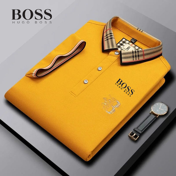 Men's summer embroidered short-sleeved POLO shirt