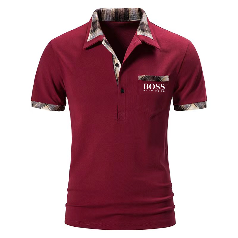 Men's Casual Check Short Sleeve Polo