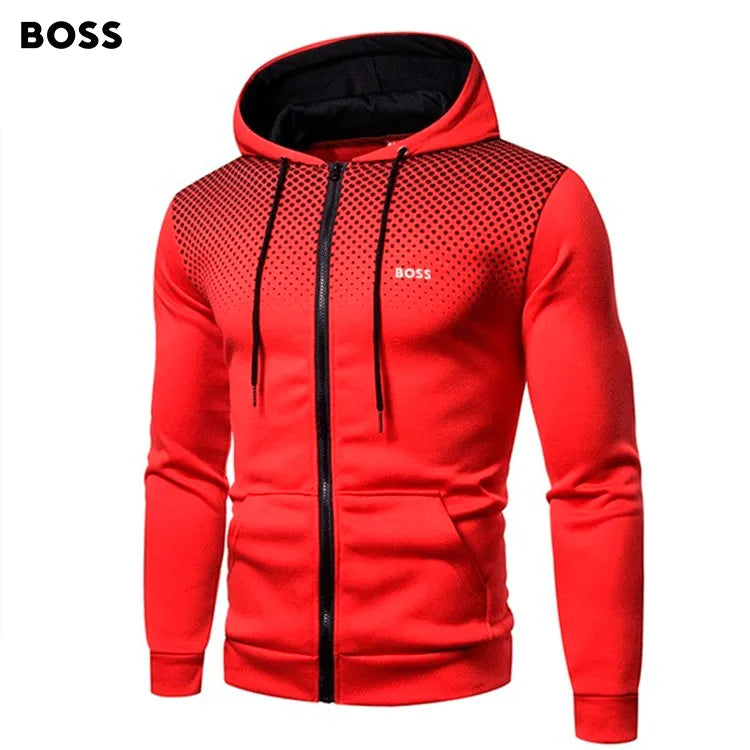 SOLID COLOR MENS CASUAL HOODIES COAT SWEATERSHIRT