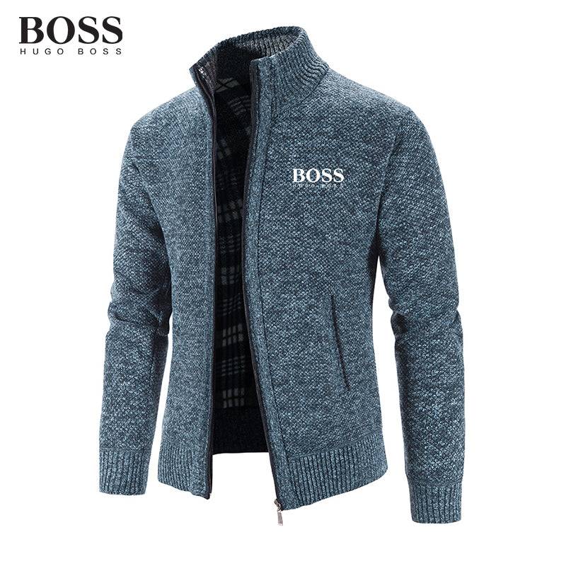 Men Band Collar External Trench Coat
