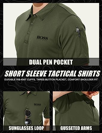 Men's Polo Shirt Quick Dry Performance Short Sleeve Tactical Shirt