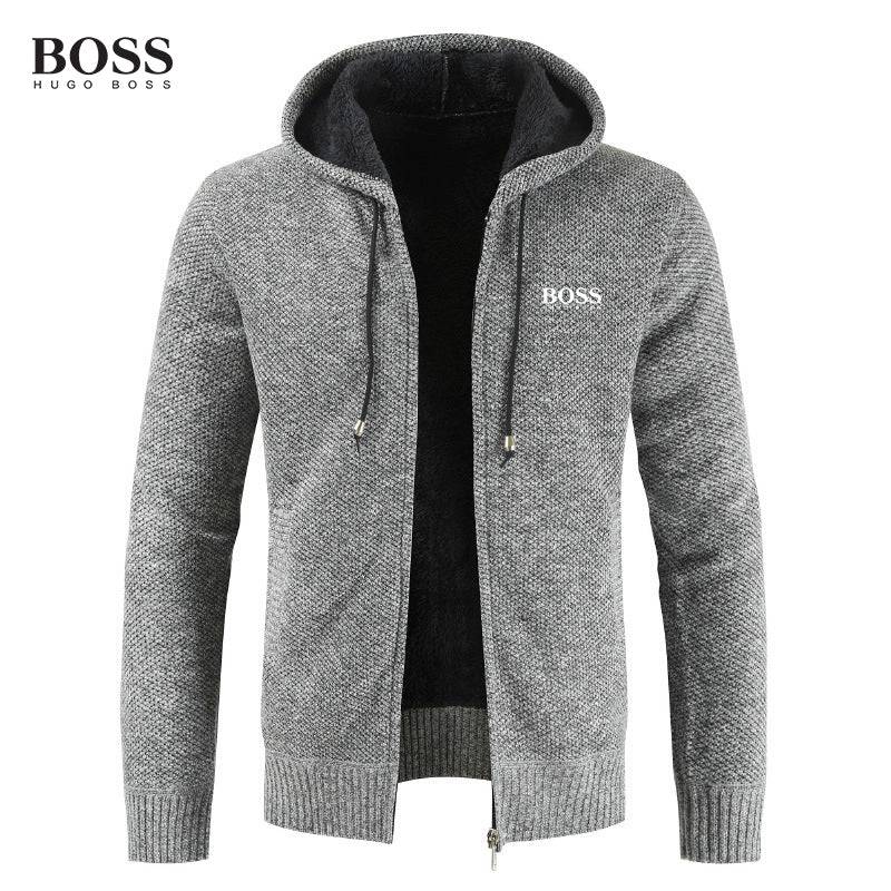 MEN’S ZIP UP HOODED COTTON SWEATER COAT