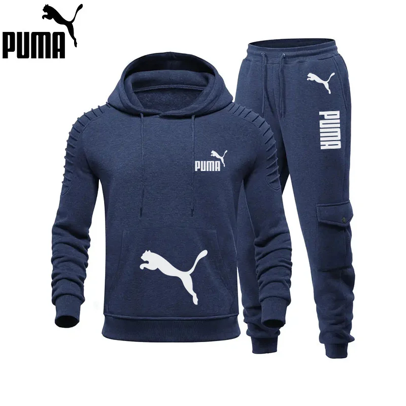 Kurtka z kapturem i ociepleniem w najnowszym stylu 2025 + spodnie dresowe Puma® dla mężczyzn