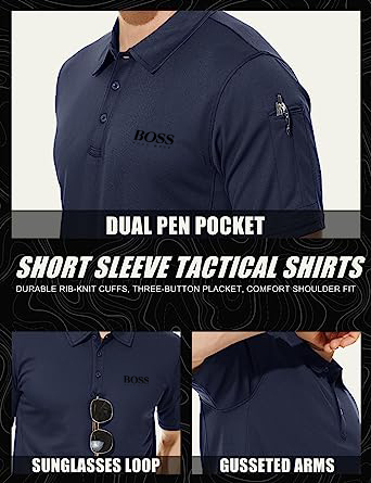 Men's Polo Shirt Quick Dry Performance Short Sleeve Tactical Shirt