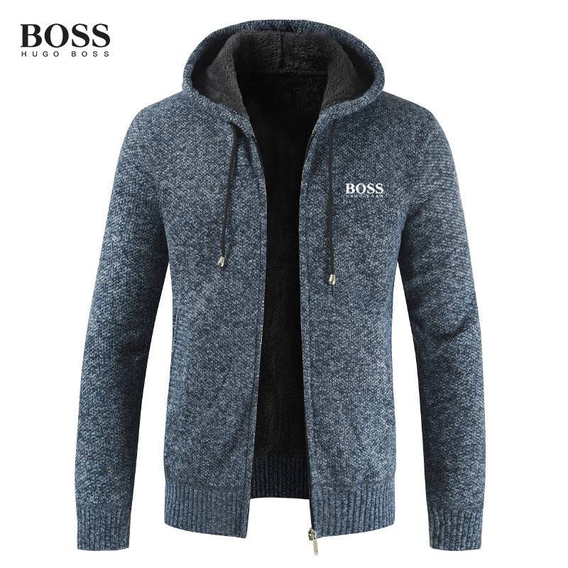 MEN’S ZIP UP HOODED COTTON SWEATER COAT