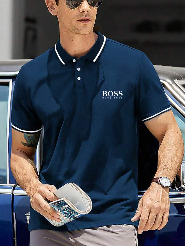 Men Casual Contrast Trim Polo Shirt