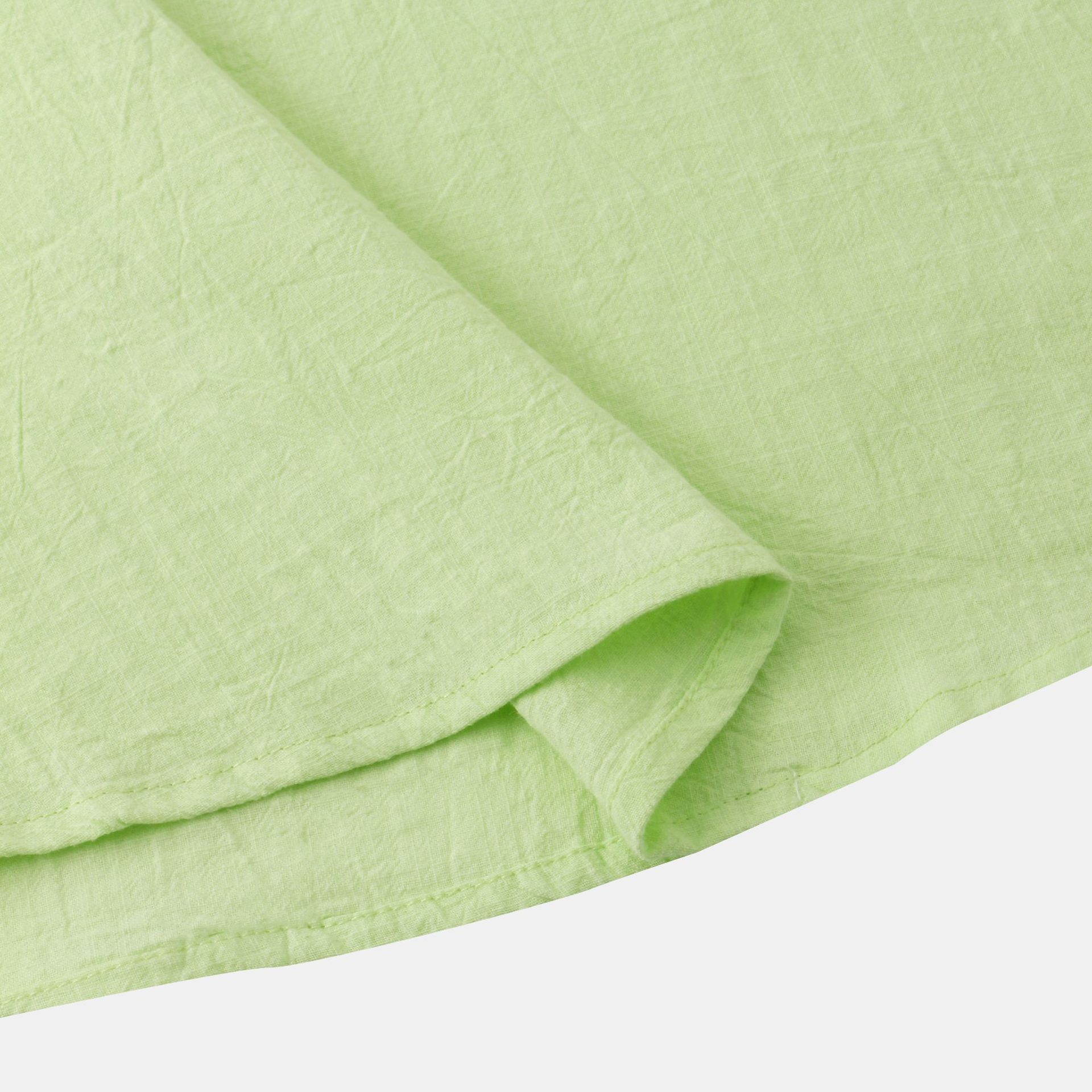 Men's Cotton Linen Stand Collar Casual Beach Short Sleeve Shirt