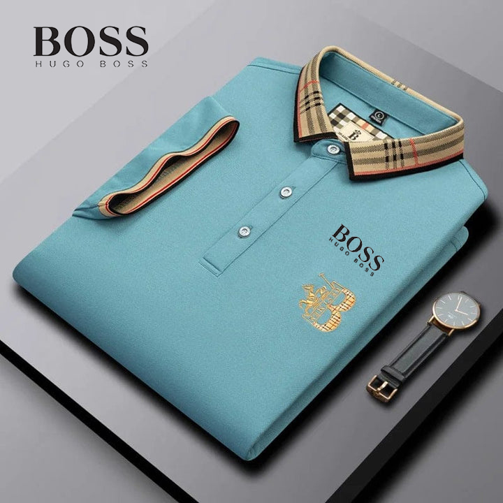 Men's summer embroidered short-sleeved POLO shirt
