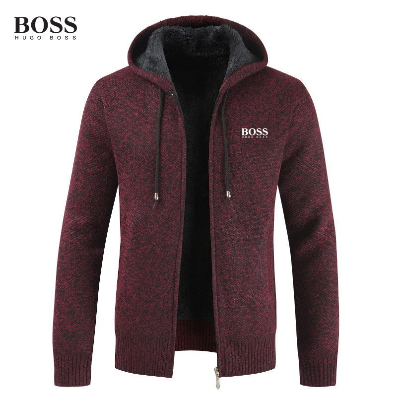 MEN’S ZIP UP HOODED COTTON SWEATER COAT
