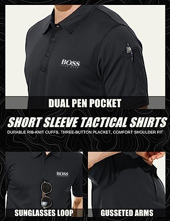 Men's Polo Shirt Quick Dry Performance Short Sleeve Tactical Shirt