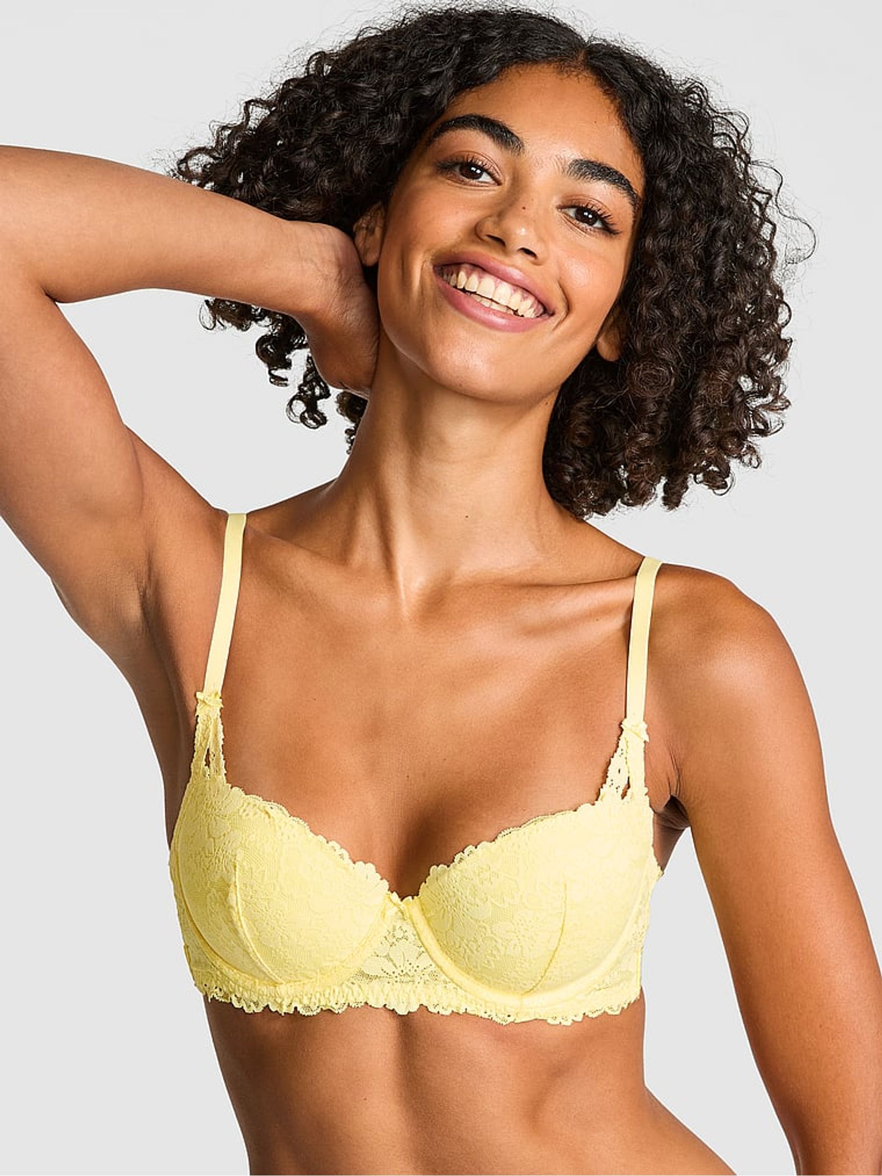 Mellow Yellow Balcony Lace Push Up Bra