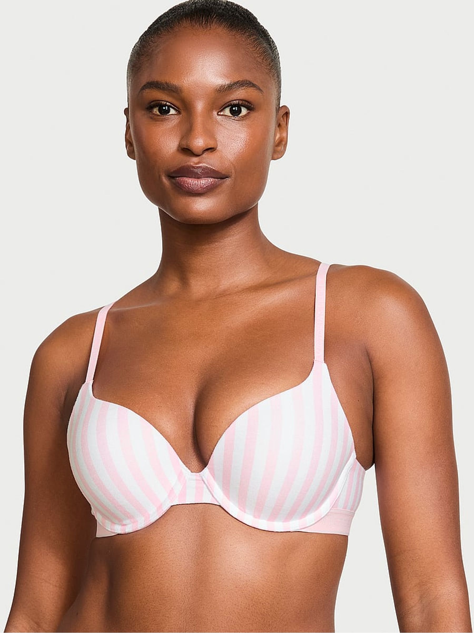 Pink Stripe Full Cup Push Up Bra
