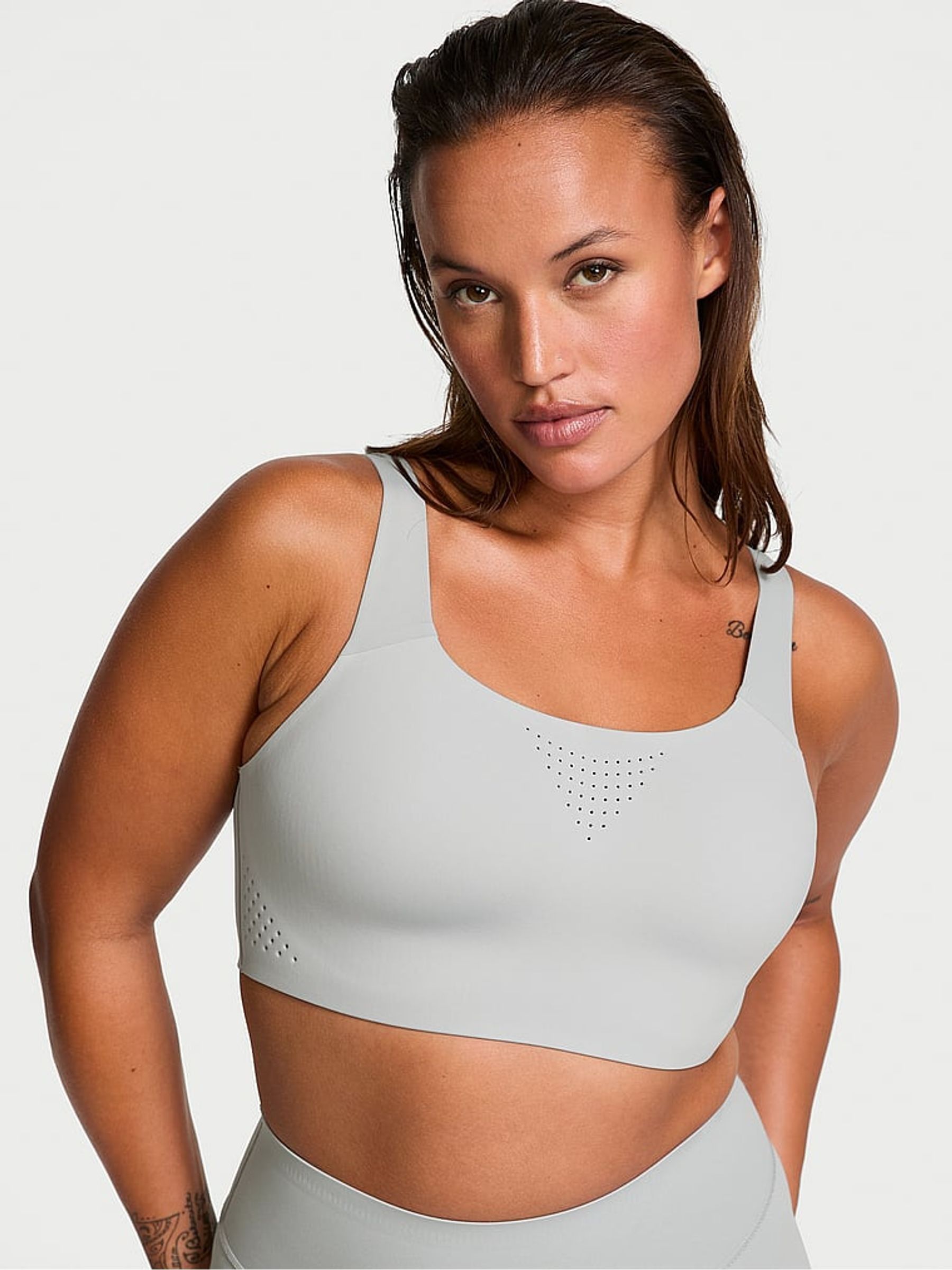 Starstruck Grey Back Close Featherweight Max High Support Sports Bra
