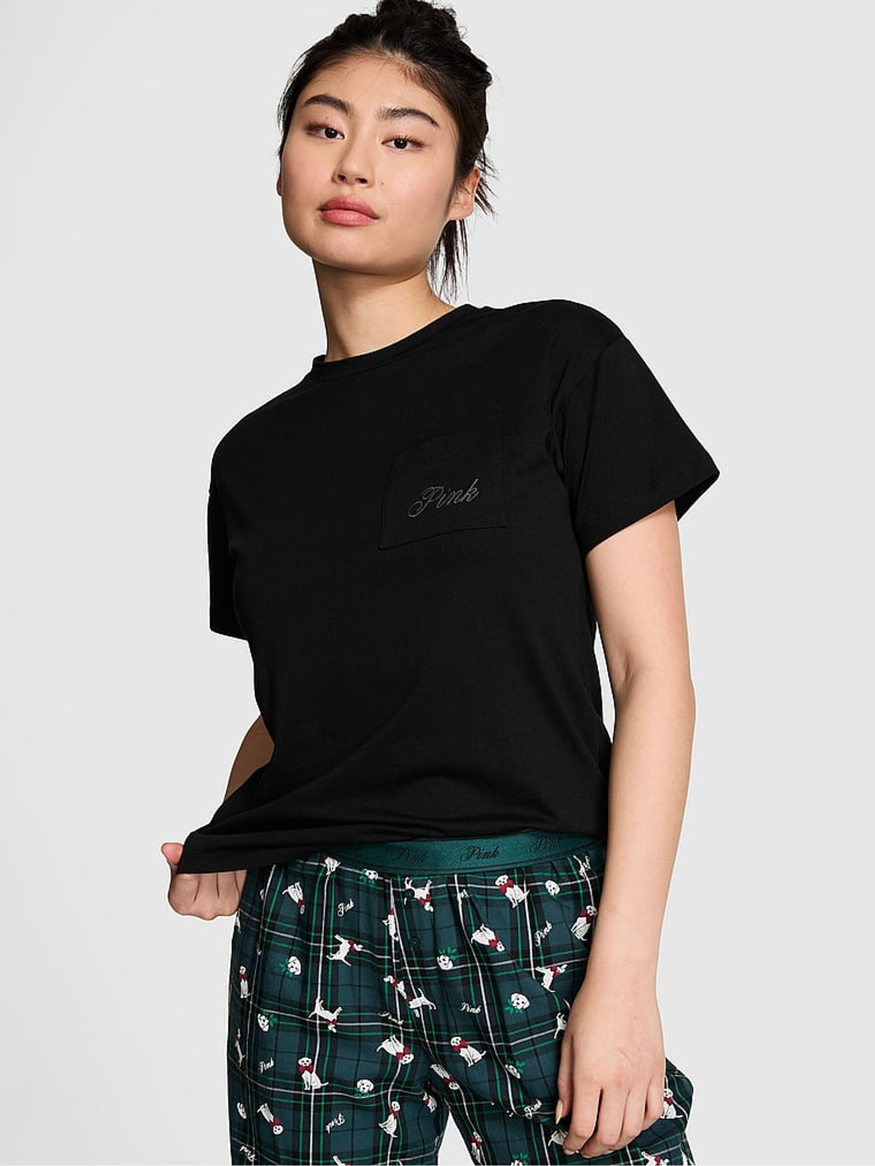 Black Cotton Pyjama T-Shirt