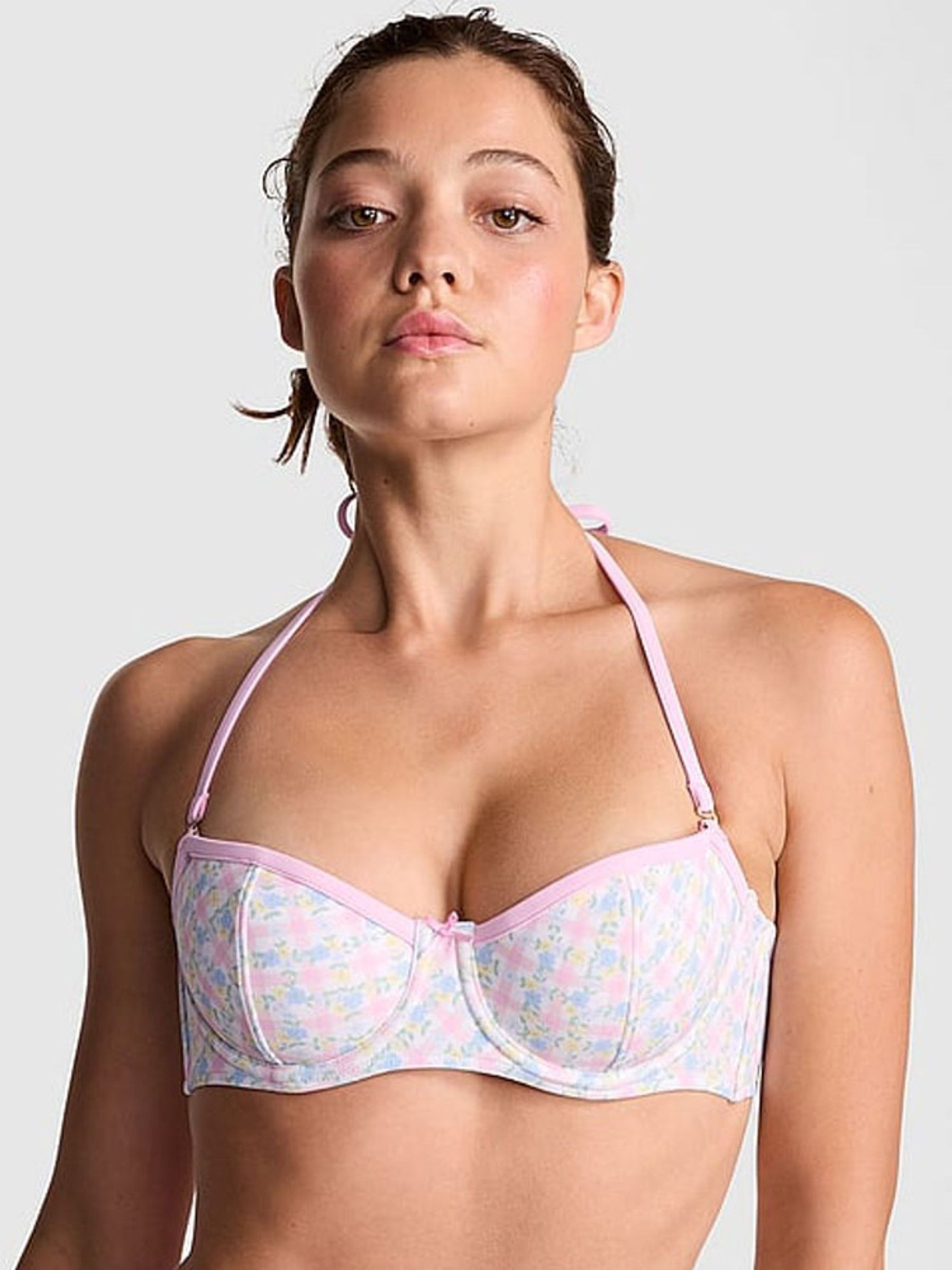 Daisy Pink Gingham Wired Bikini Top