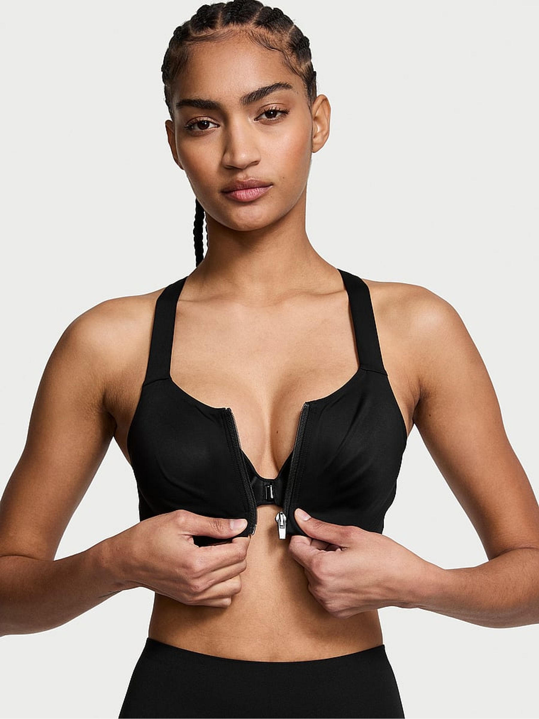 Black Front Close High Support Sports Bra