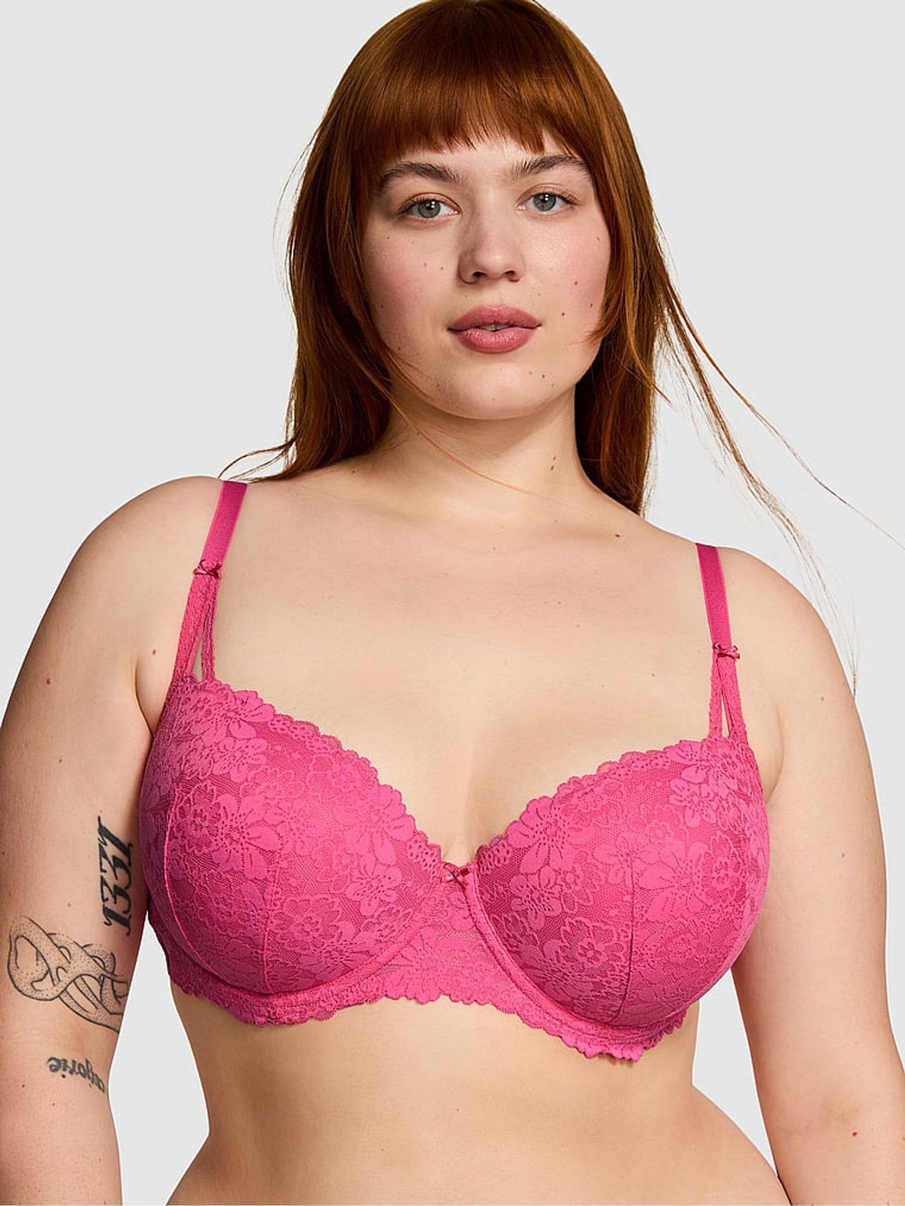 Pink Rose Balcony Lace Push Up Bra