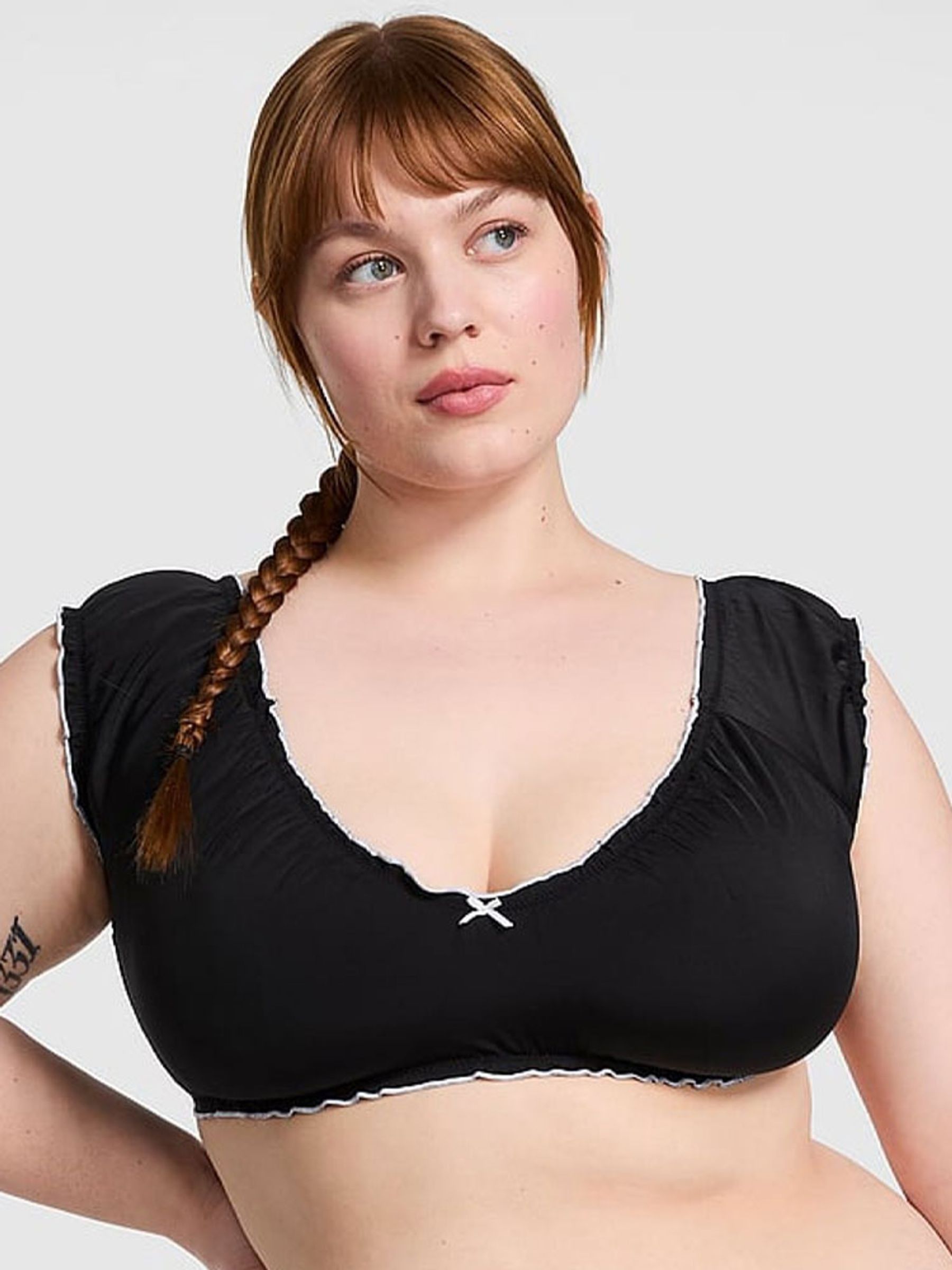 Black Short Sleeve Bikini Top