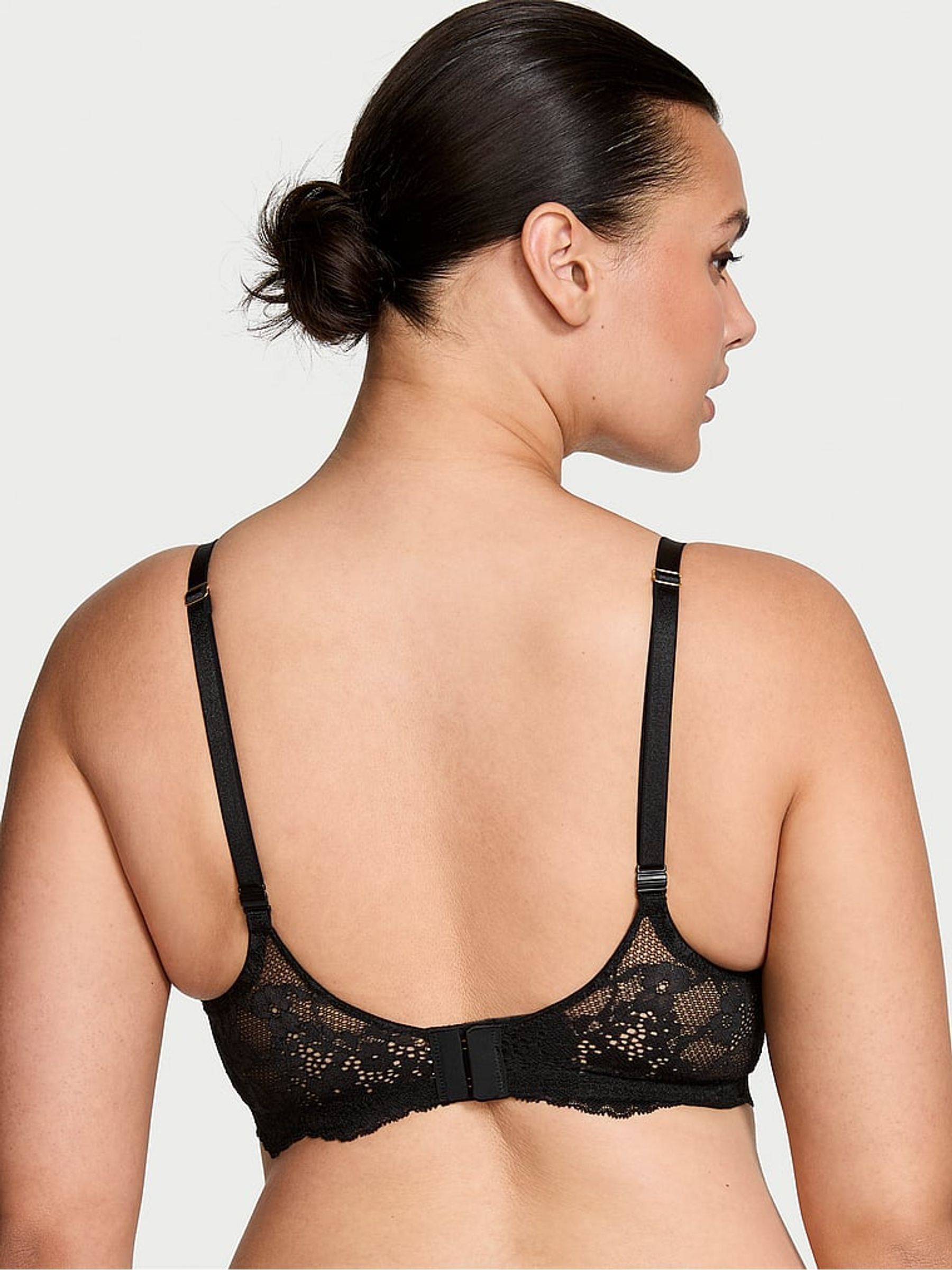 Black Lace Trim Lightly Lined Demi Bra