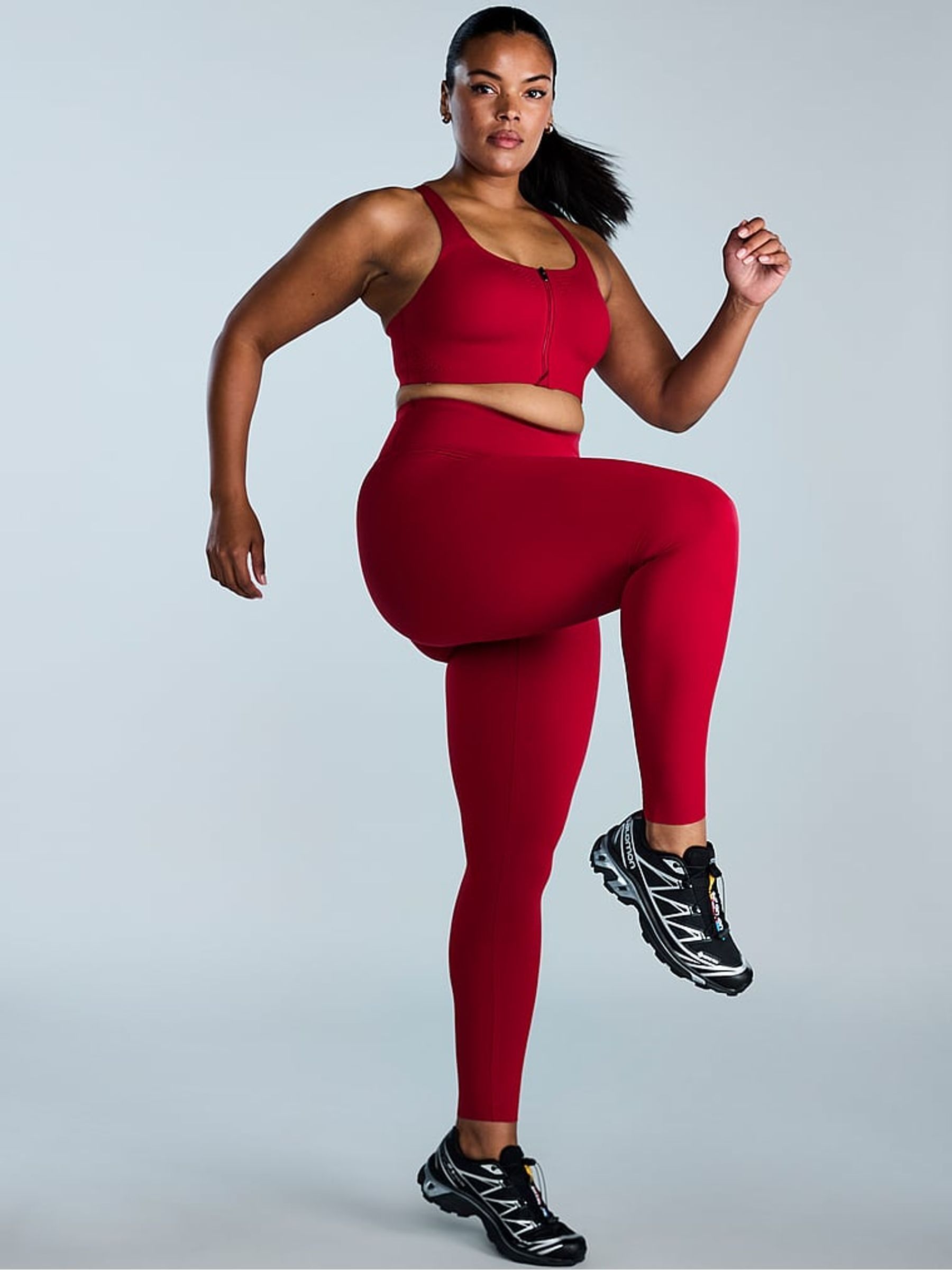 Red Lacquer Front Close Featherweight Max High Support Sports Bra