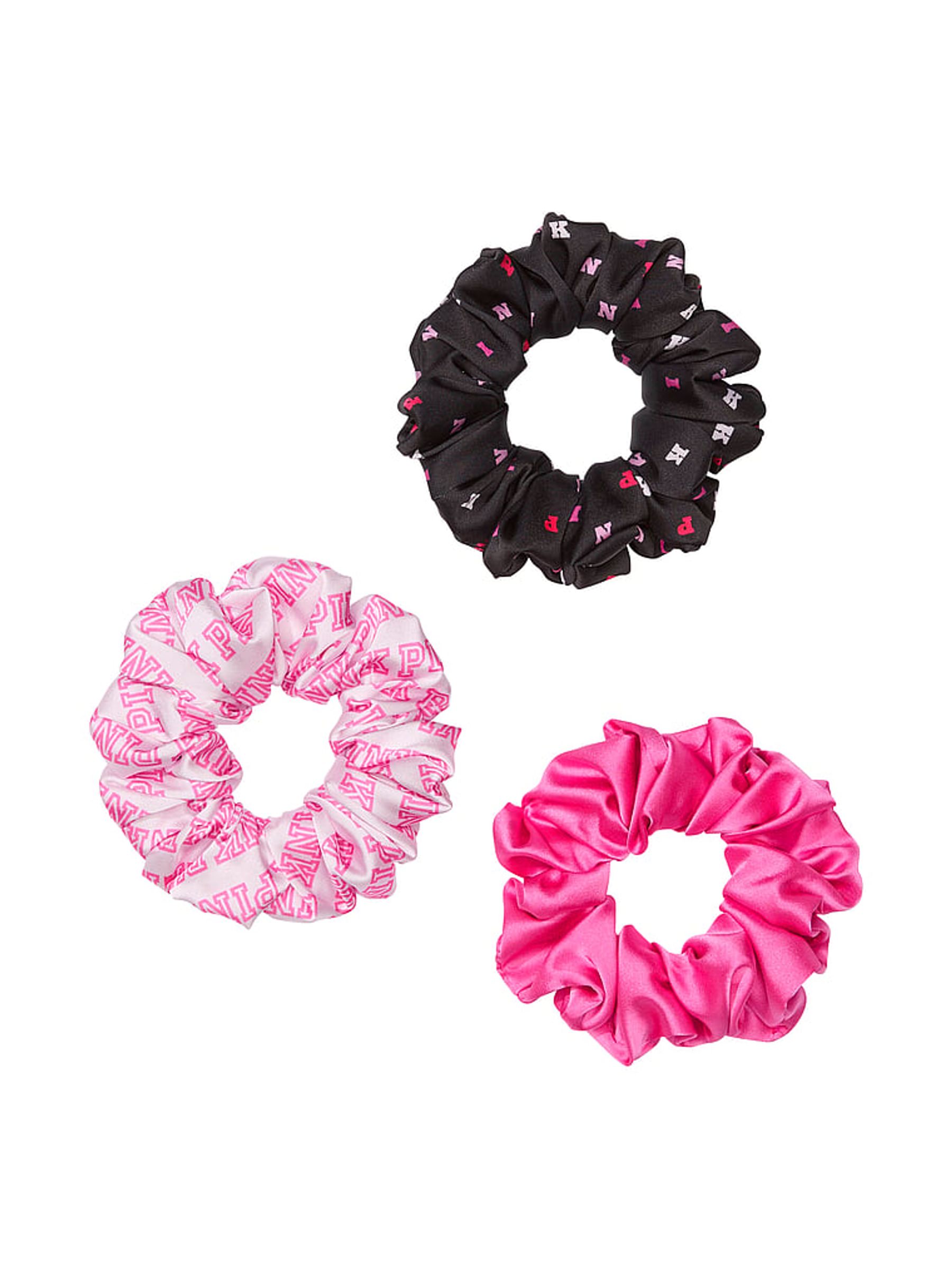 Pink and Black 3 Pack Scrunchie Set