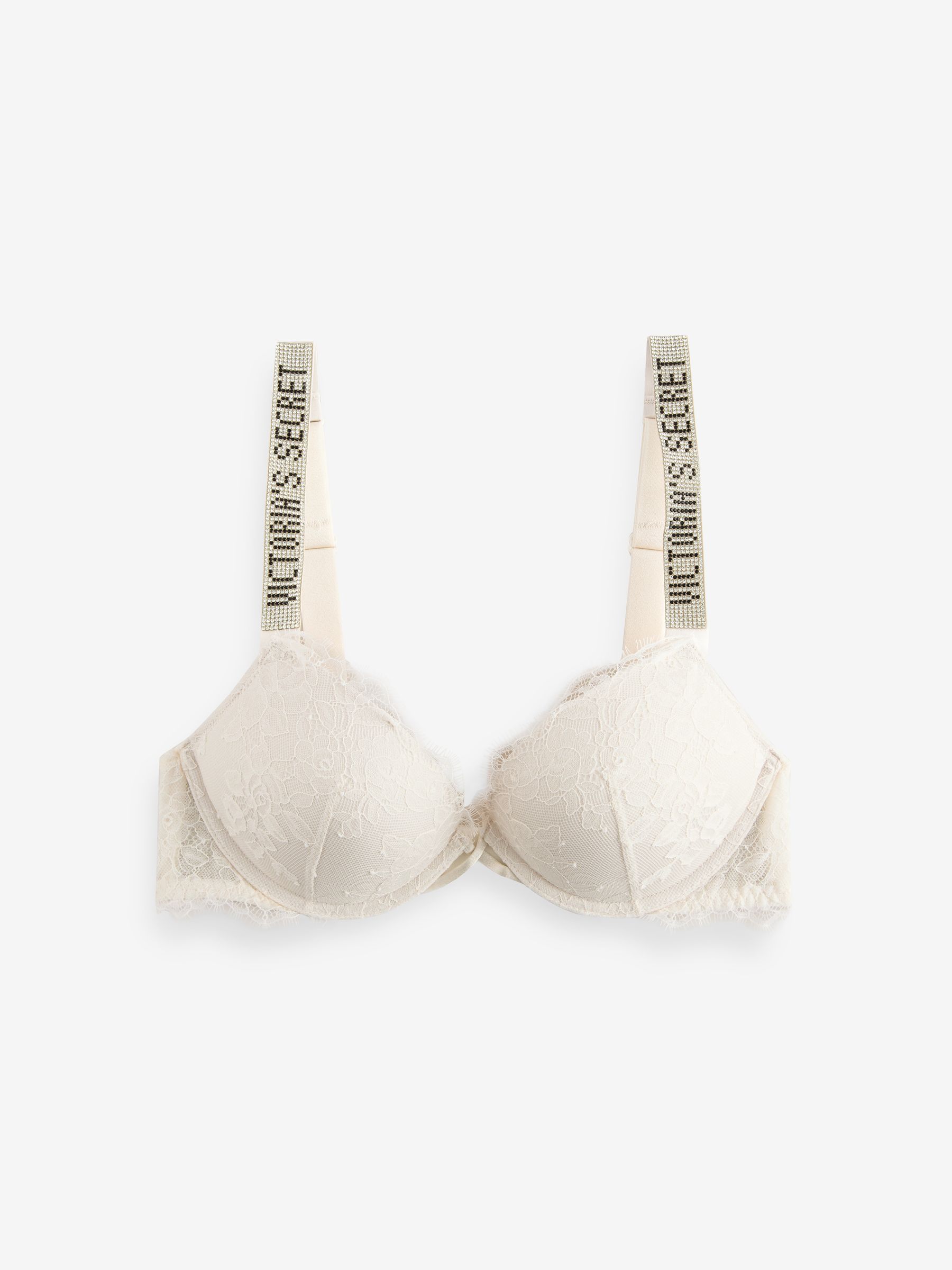 Coconut White Add 2 Cups Push Up Lace Shine Strap Bombshell Bra