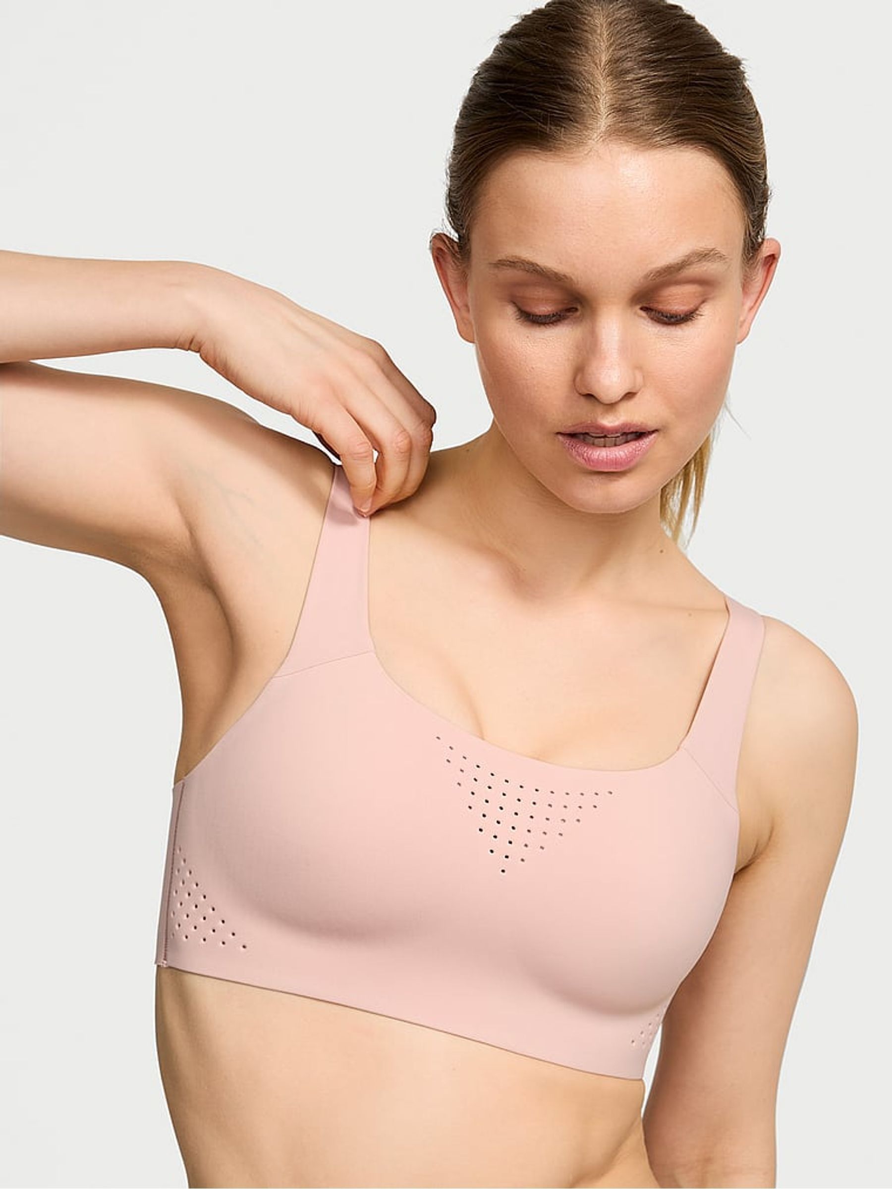 Bare Pink Back Close Featherweight Max High Support Sports Bra