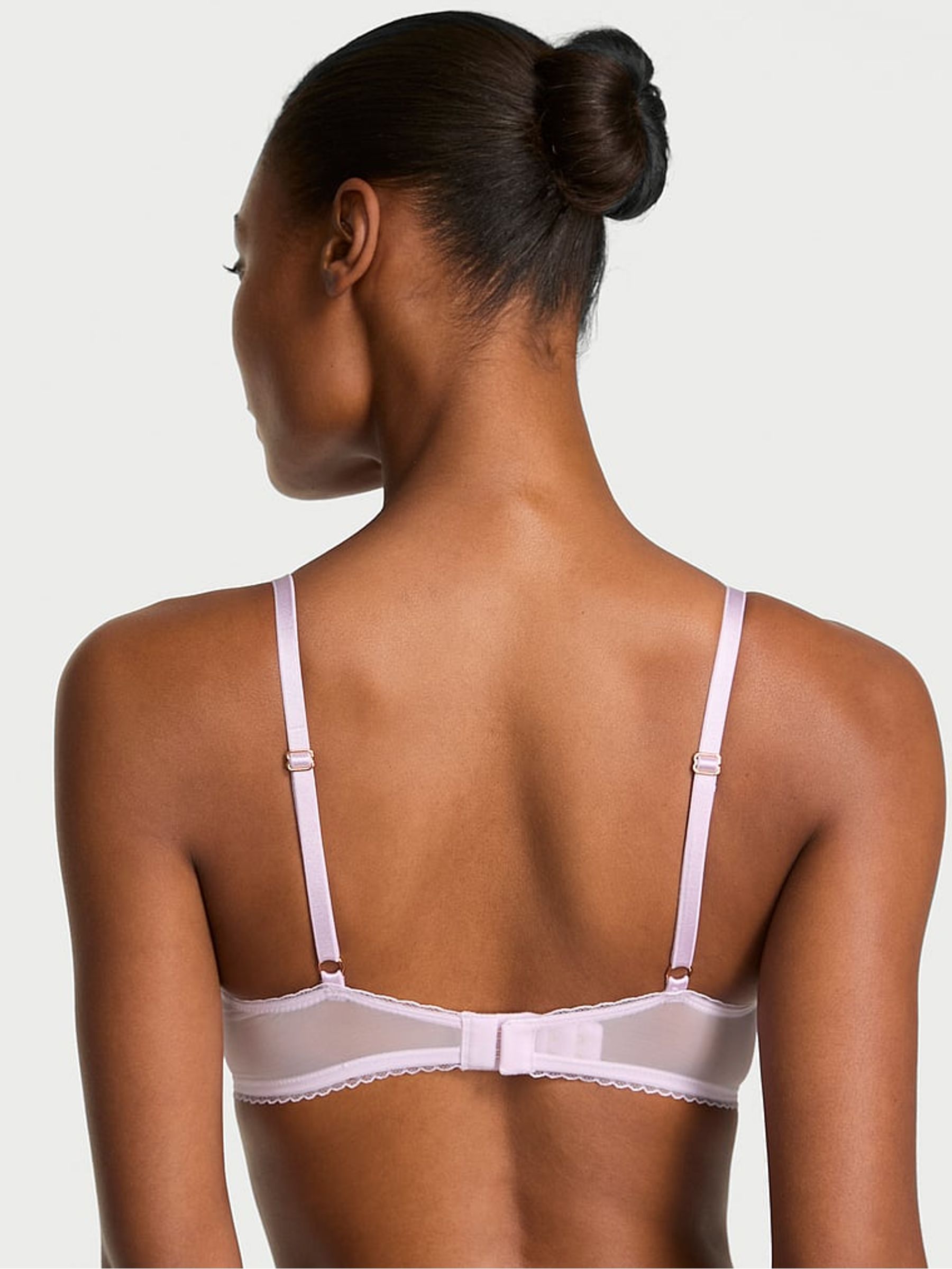 Delicate Violet Purple Unlined Balcony Blossom Embroidery Bra