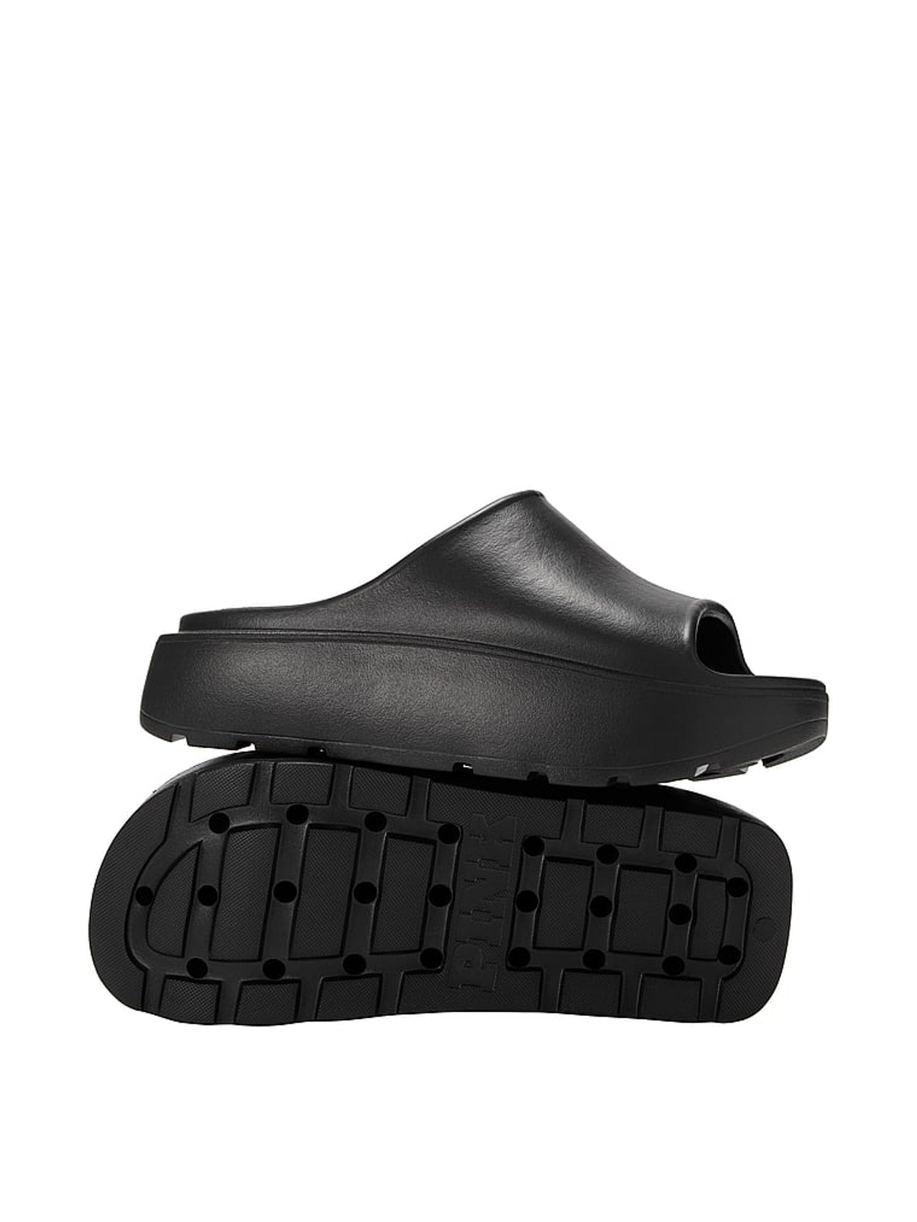 Black Platform Slide Sandals
