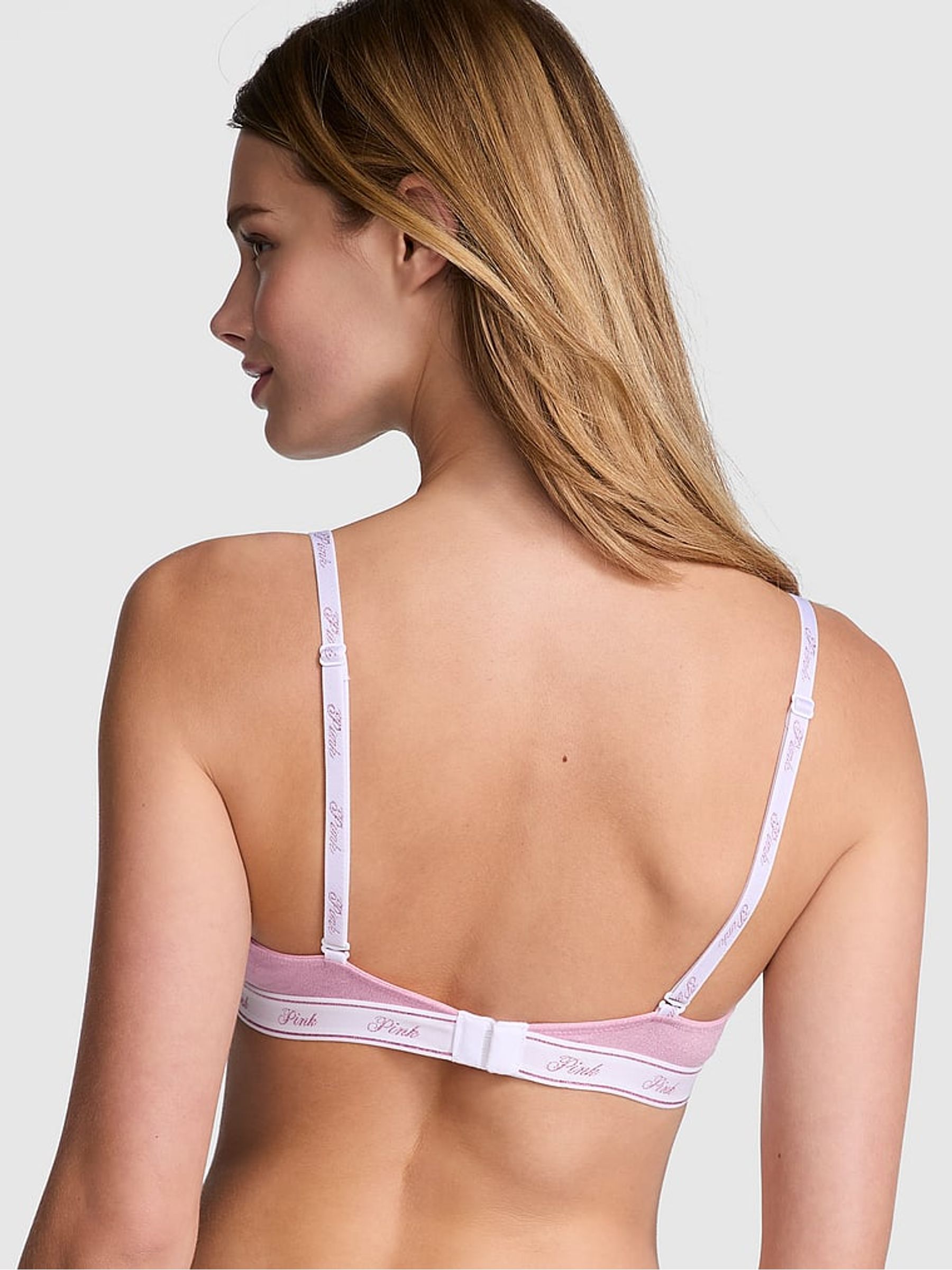 Petal Pink Shine Push Up Cotton Logo Bra
