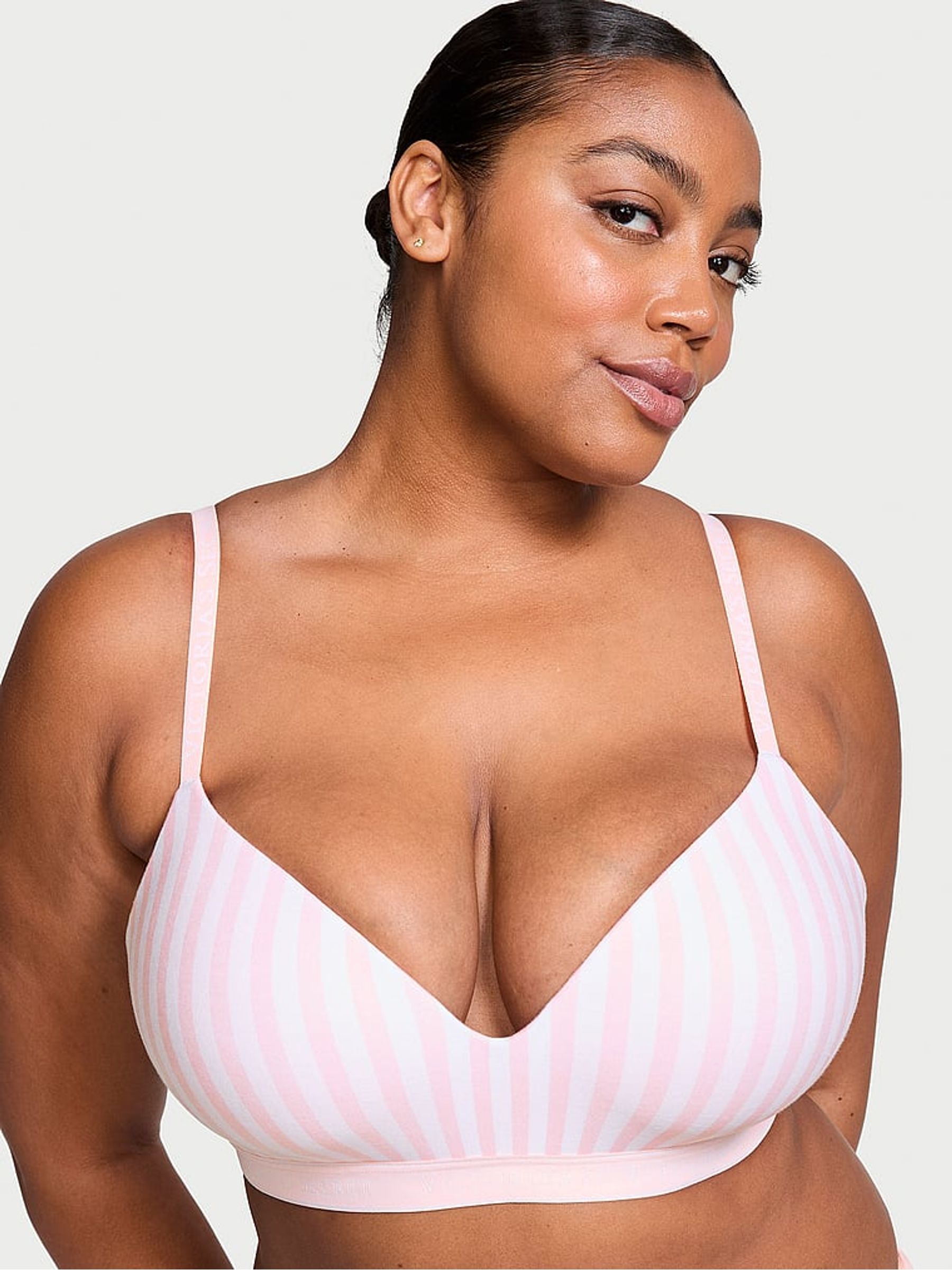 Pink Stripe Non Wired Lightly Lined Bra